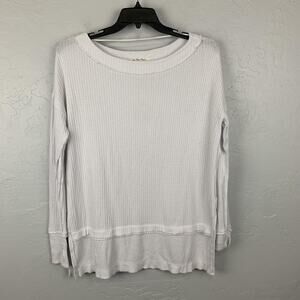 We The Free Shirt Womens XS White Waffle Knit Thermal Tunic Long Sleeve Top